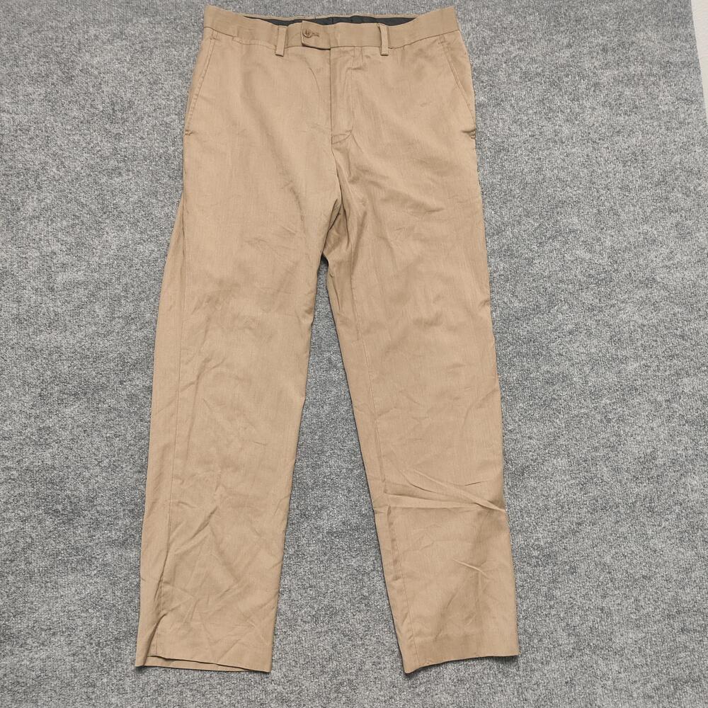 Louis Raphael 38x29 Dress Pants Mens Beige Flat Front Chino Slacks Trousers